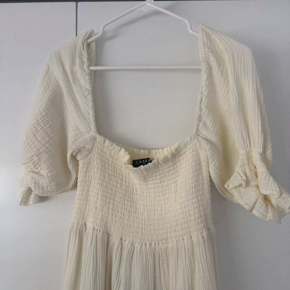 Caara Frankie Squareneck Smocked Tiered Midi Dress, Sz S